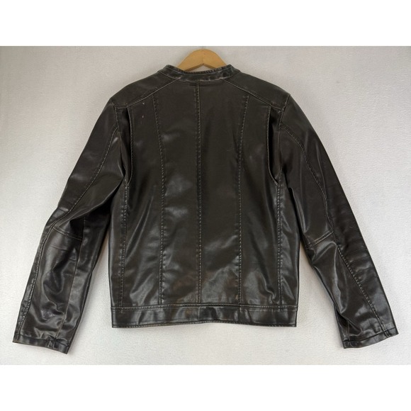 LEVI STRAUSS & Co Jacket Size Large Faux Brown Leather Levi's Distressed - Picture 12 of 14